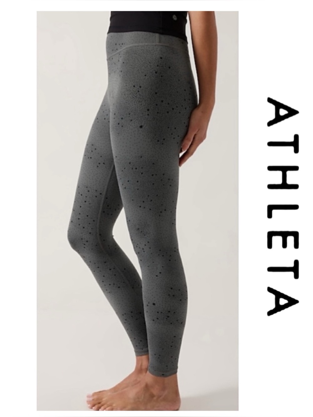 💥NwTs-$108 ATHLETA Transcend Tights 7/8 Leggings Med Comfort *Star Textured Grey